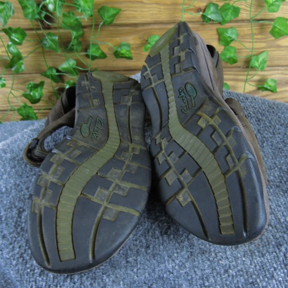 Clarks Men‎ Adjustable Strap Ankle Strap Brown Leather Size 8 Medium  Used 2025